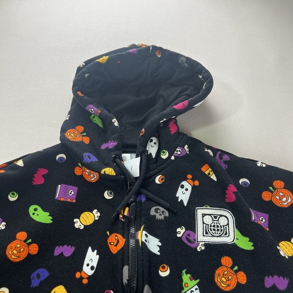 Disney Parks Halloween 2022 Mickey Ghost Full Zip Hoodie SZ Medium Spooky Witchy - Picture 3 of 12